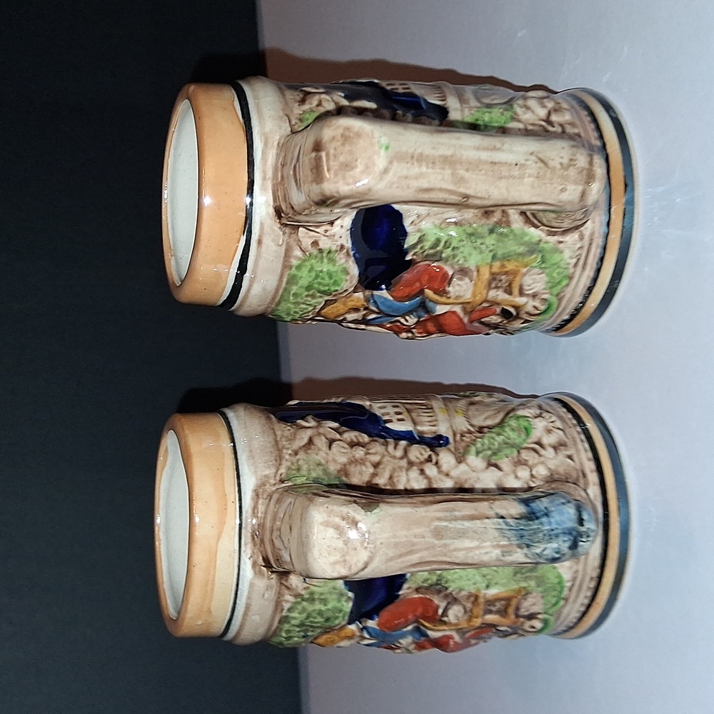 Vintage Nap Coware SmallCeramic Beer Steins with Scenic and Figurative Designs - Picture 4 of 6